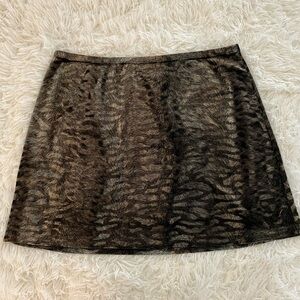 Express shimmering animal print a-line mini skirt, size medium